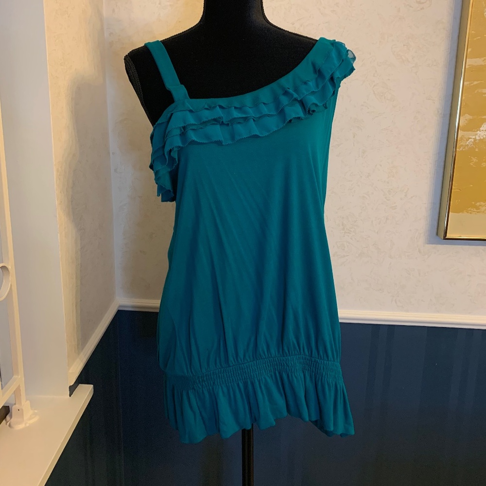 A,N.A. Green One Shoulder Strap Top